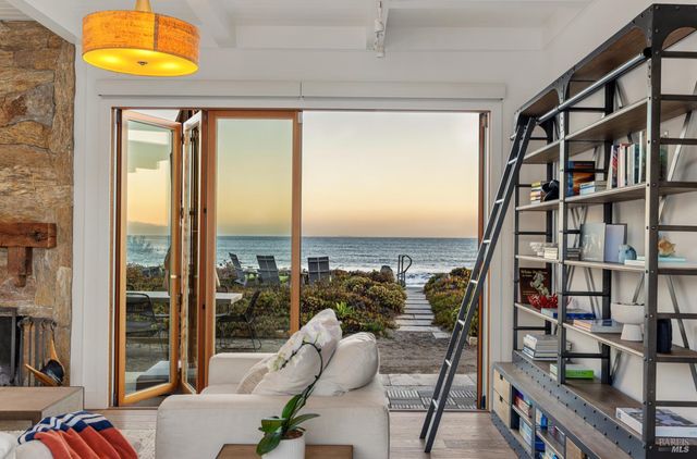 a view of a city from a living room