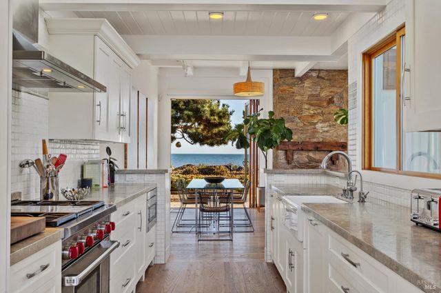 a kitchen with lots of counter top space