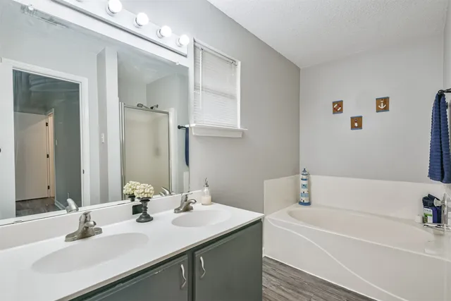 a bathroom with a sink and a bathtub
