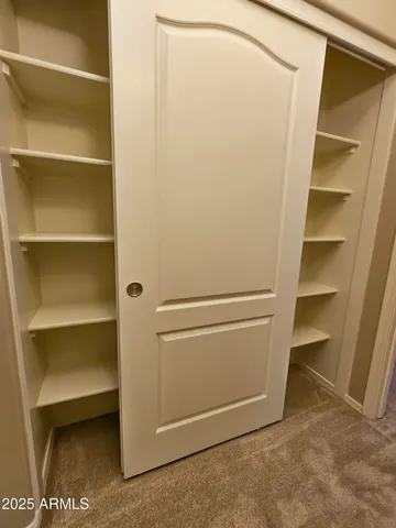 a view of an empty walk in closet