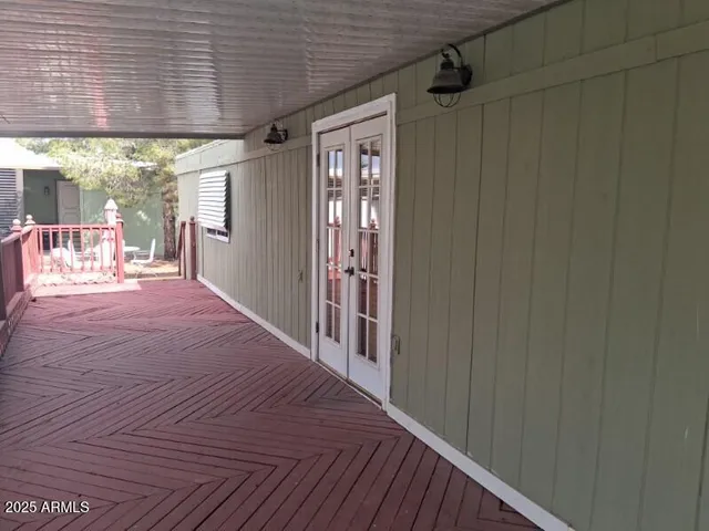 an entryway with a workspace