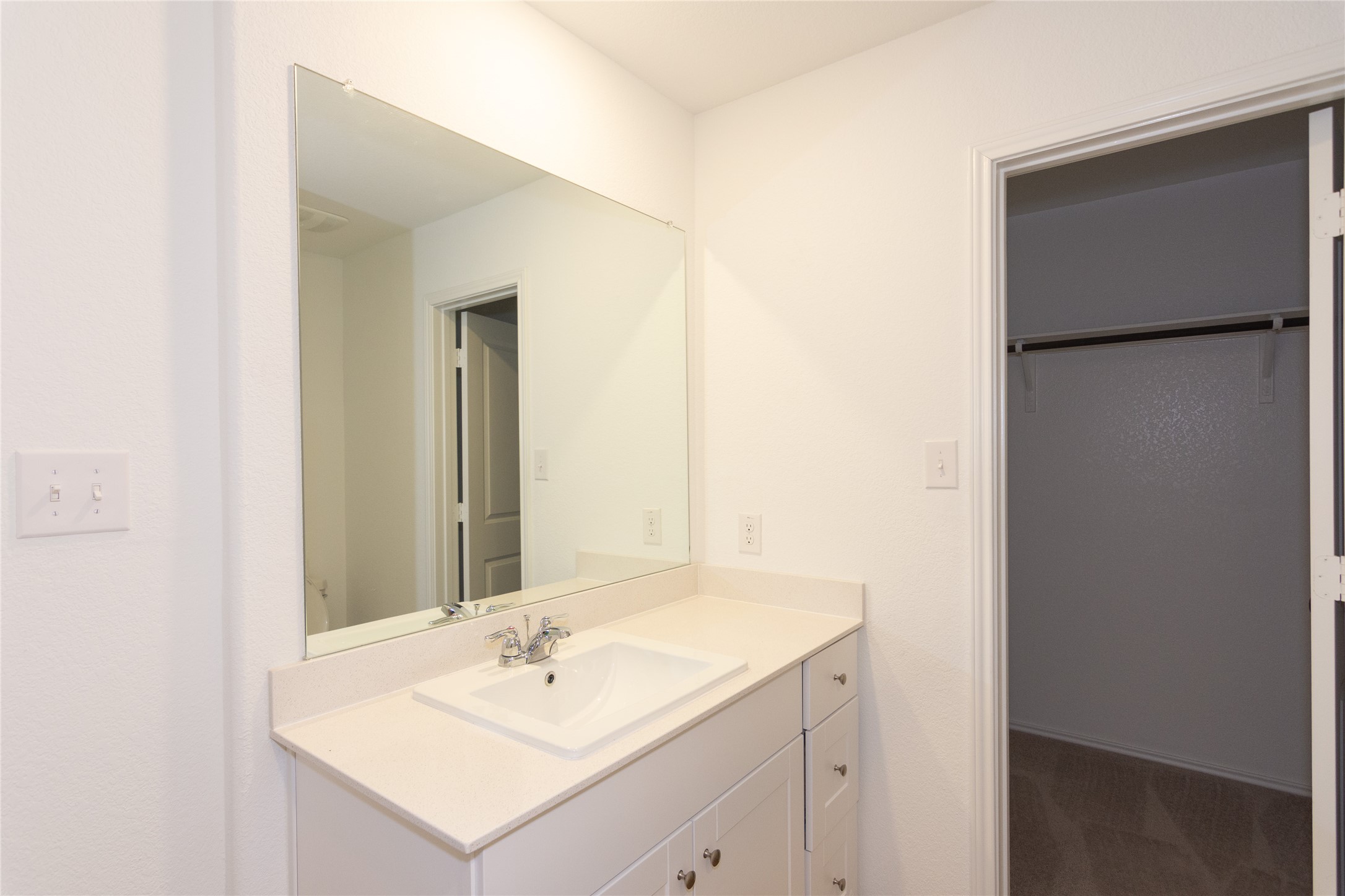 544 Rancho Del Cielo Loop Jarrell, TX 76537 - Photo 18 of 39 Bathroom with vanity and a walk in closet