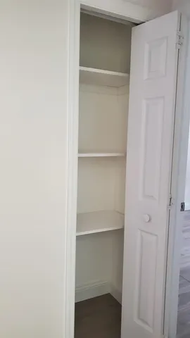 a view of an empty walk in closet