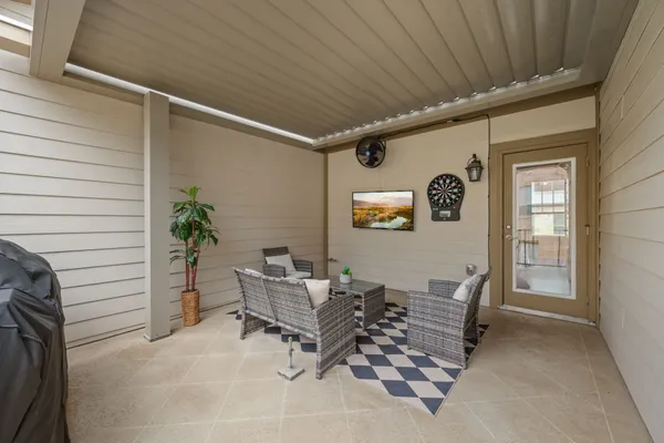 a outdoor living space with furniture