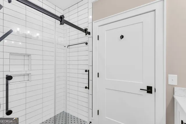 a bathroom with a shower