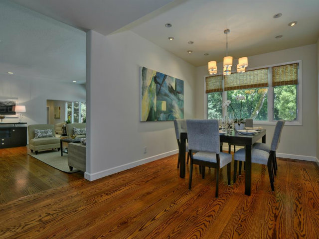 5500 Alpine Road Portola Valley, CA 94028 - Photo 11 of 24 a view of a dining room with furniture window and wooden floor