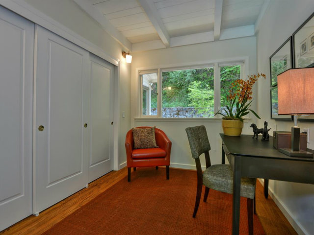5500 Alpine Road Portola Valley, CA 94028 - Photo 14 of 24 a view of a workspace with furniture and a window