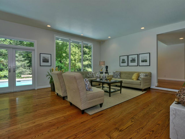 5500 Alpine Road Portola Valley, CA 94028 - Photo 9 of 24 a living room with furniture and a wooden floor