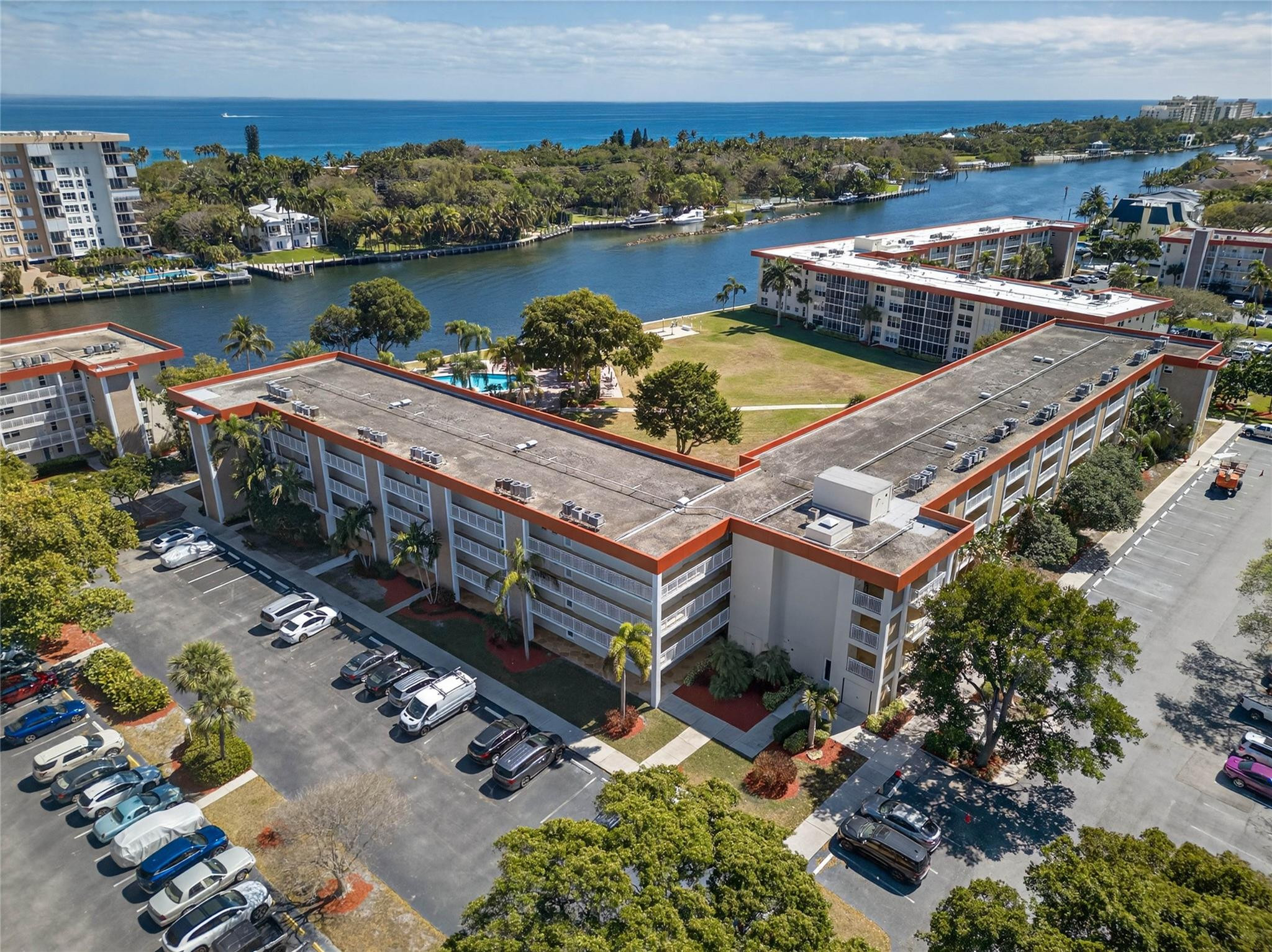 3150 Northeast 48th Court, Unit 414 Lighthouse Point, FL 33064 - Photo 33 of 33 an aerial view of a house with a ocean view