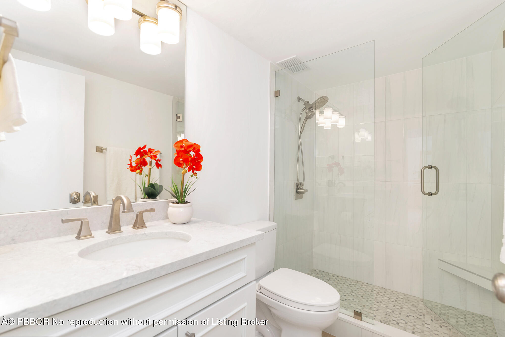 354 Chilean Avenue, Unit 6C Palm Beach, FL 33480 - Photo 14 of 21 a bathroom with a granite countertop sink a toilet and shower