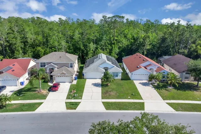 an aerial view of a house