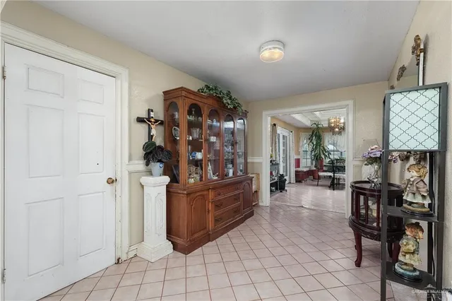 a dining room with furniture