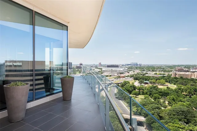 a view of roof deck with seating space