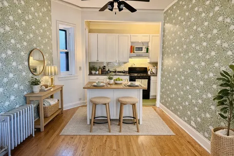 a view of kitchen with breakfast area