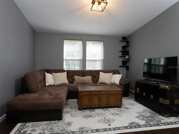 a living room with furniture and a flat screen tv