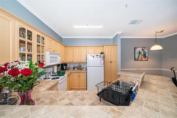 a living room with a couch and a potted plant