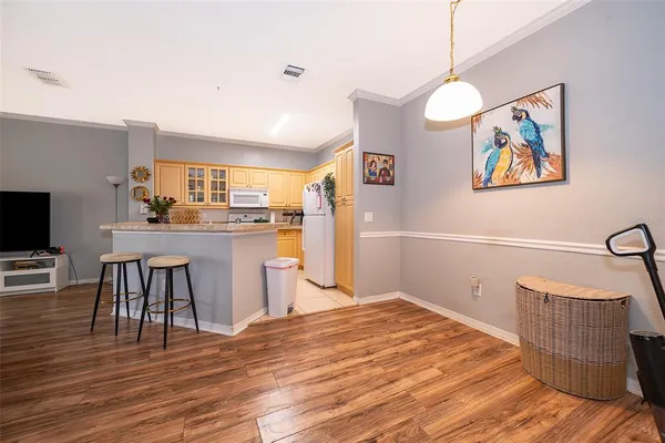 a workspace with wooden floor