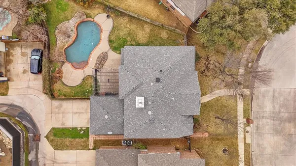 an aerial view of a house