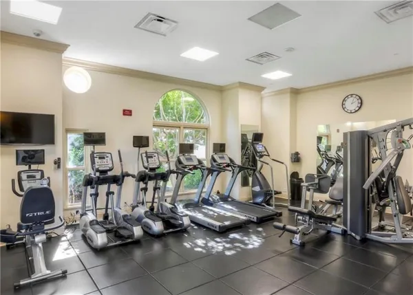 a view of a room with gym equipment