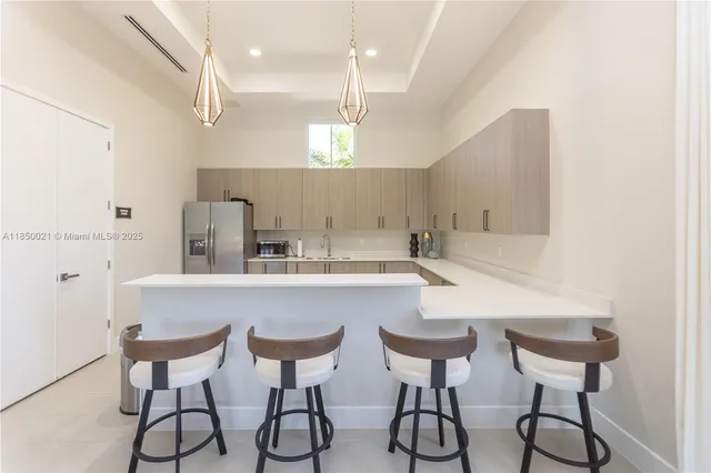 a bench is sitting in the middle of a lake