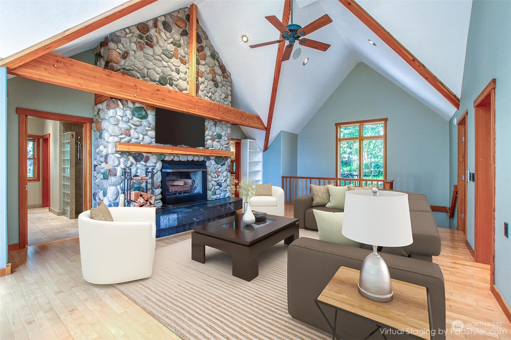 2270 Spring Point Road Orcas Island, WA 98245 - Photo 15 of 40 a living room with furniture and a fireplace