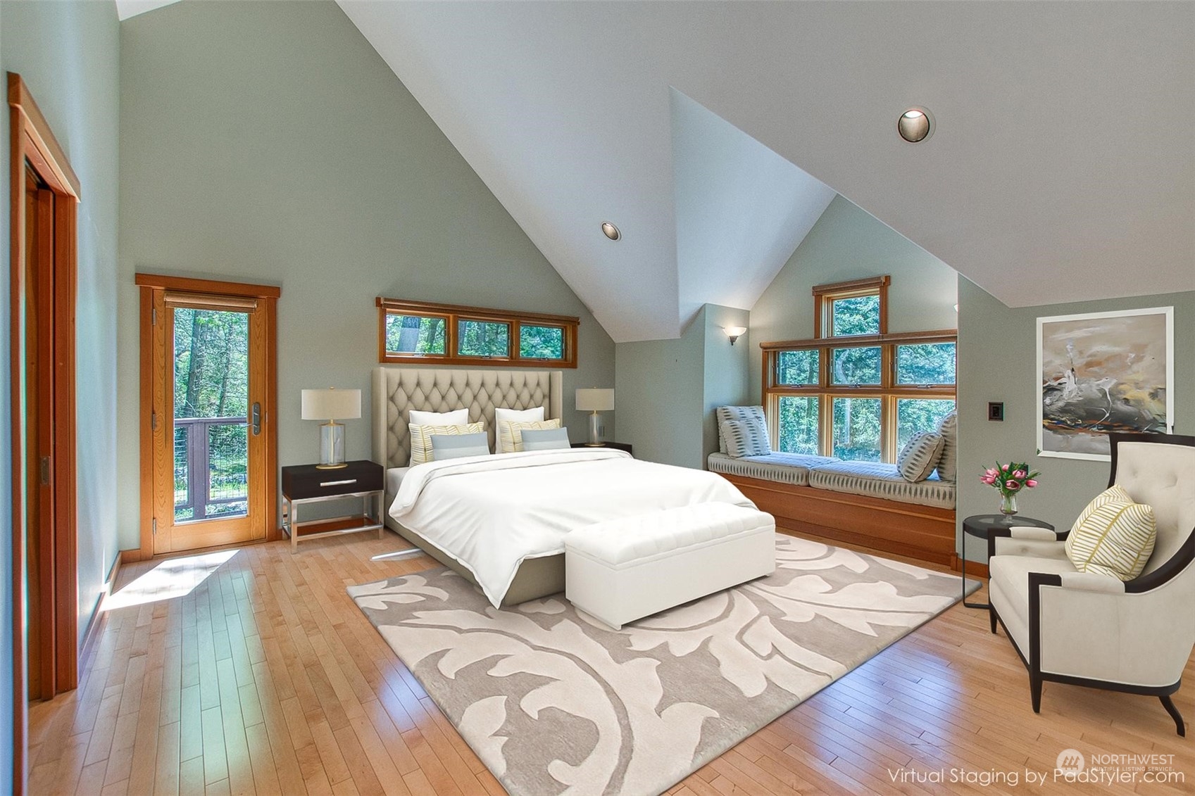 2270 Spring Point Road Orcas Island, WA 98245 - Photo 16 of 40 a spacious bedroom with a large bed and a large window