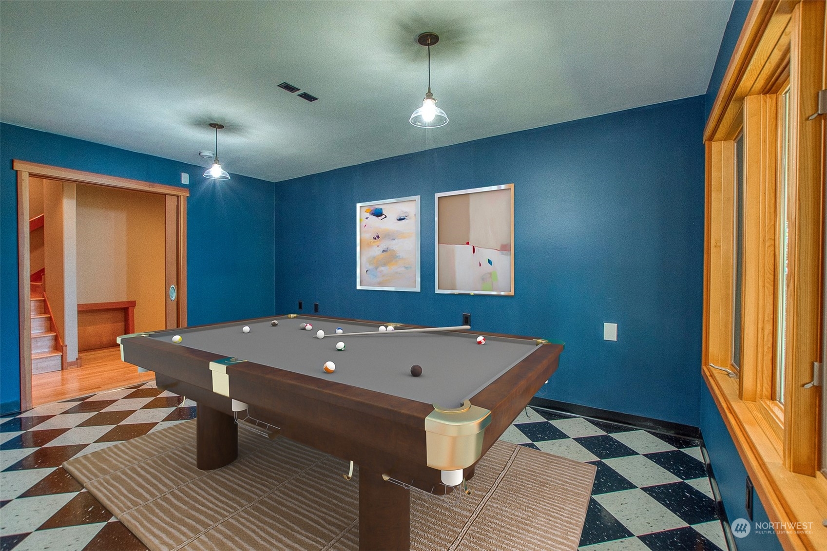 2270 Spring Point Road Orcas Island, WA 98245 - Photo 26 of 40 a room with pool table and windows
