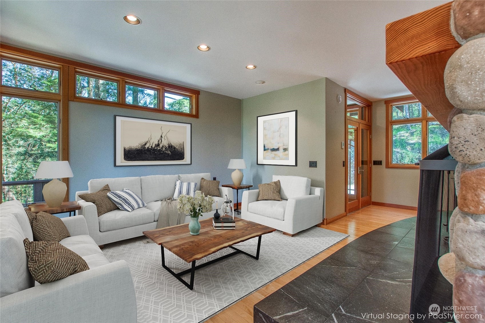 2270 Spring Point Road Orcas Island, WA 98245 - Photo 3 of 40 a living room with furniture and a large window