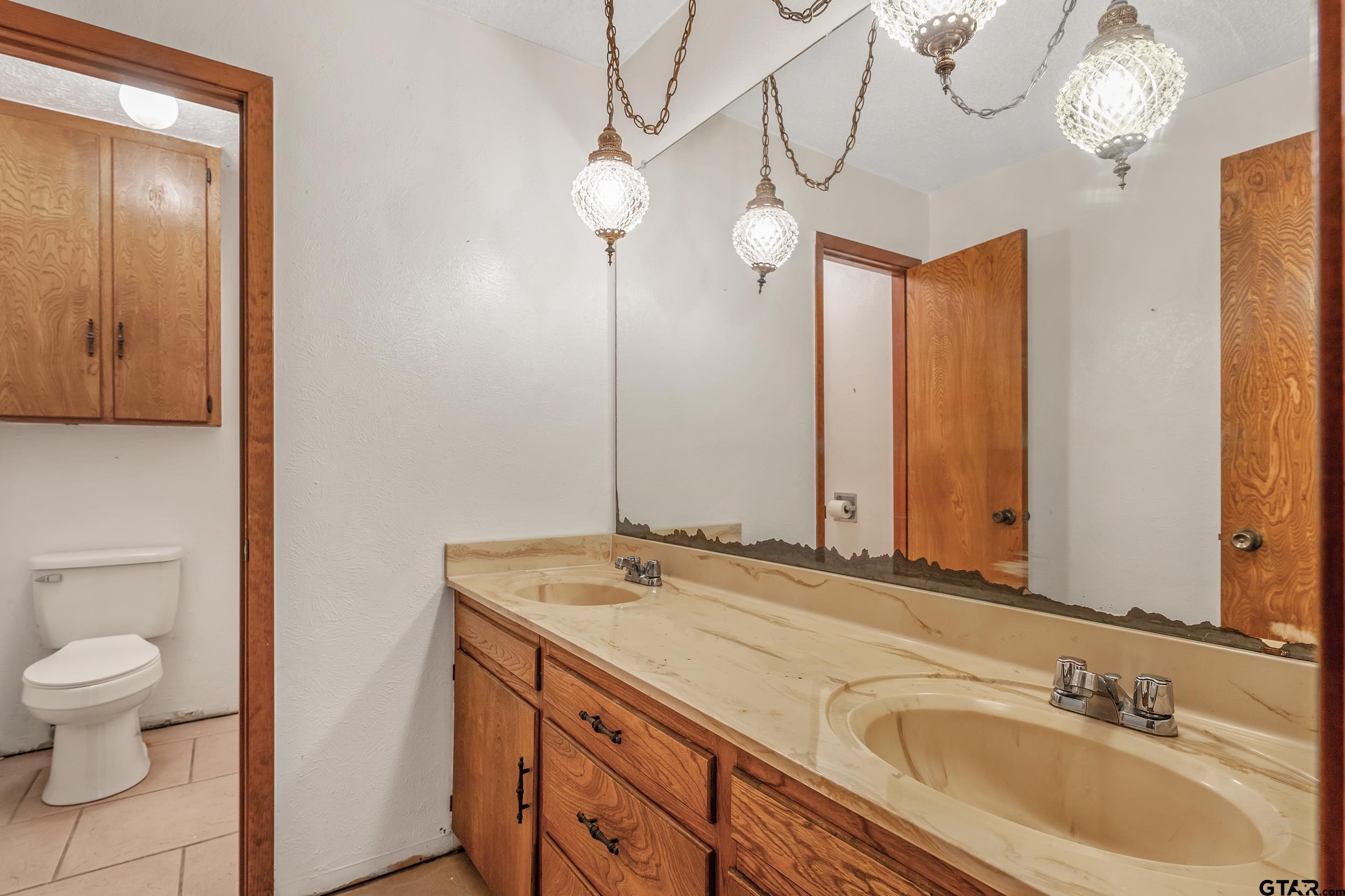 1382 VZ County Road Canton, TX 75103 - Photo 24 of 40 a bathroom with a sink a toilet and a large mirror