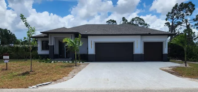 a house view with a garden space