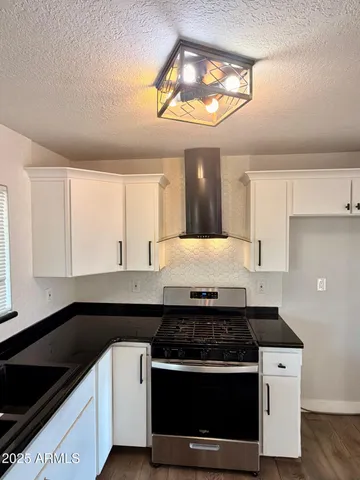 a kitchen with a stove and a sink