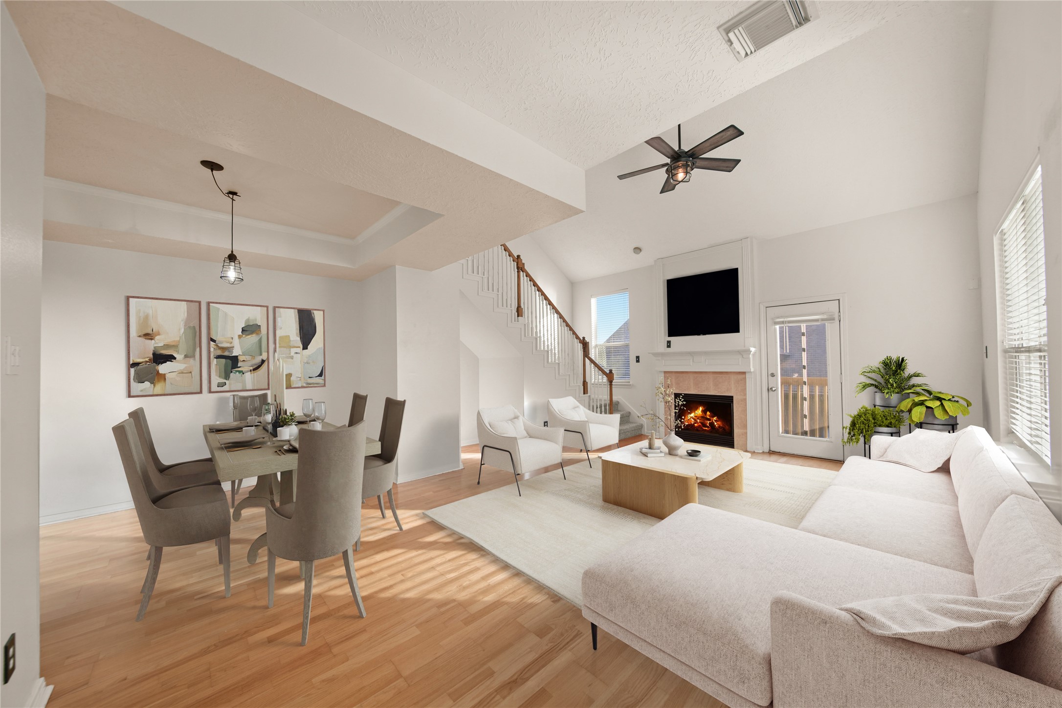 813 Davis Road League City, TX 77573 - Photo 2 of 22 a living room with furniture a fireplace and a flat screen tv