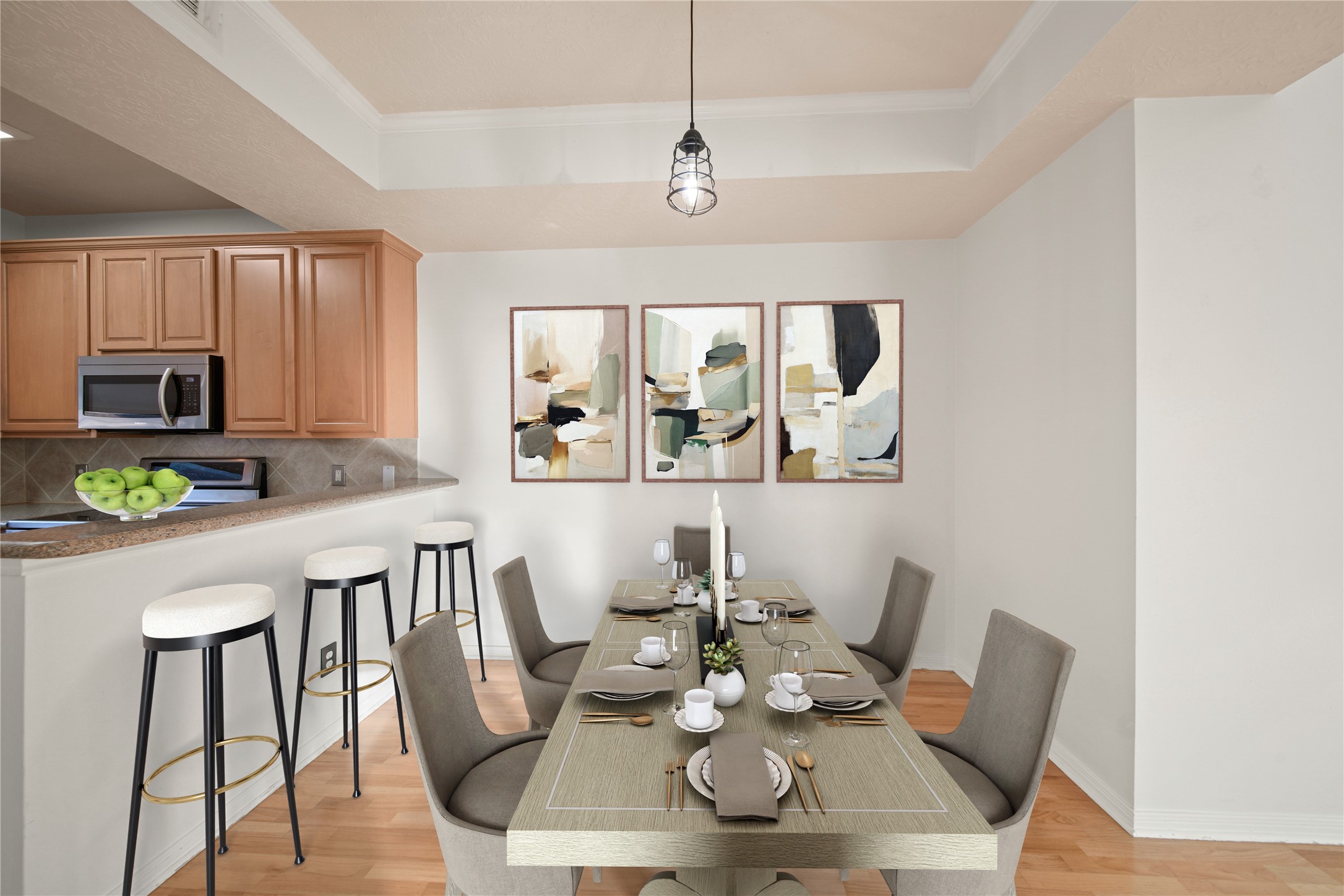 813 Davis Road League City, TX 77573 - Photo 4 of 22 a view of a dining room with furniture a rug and wooden floor