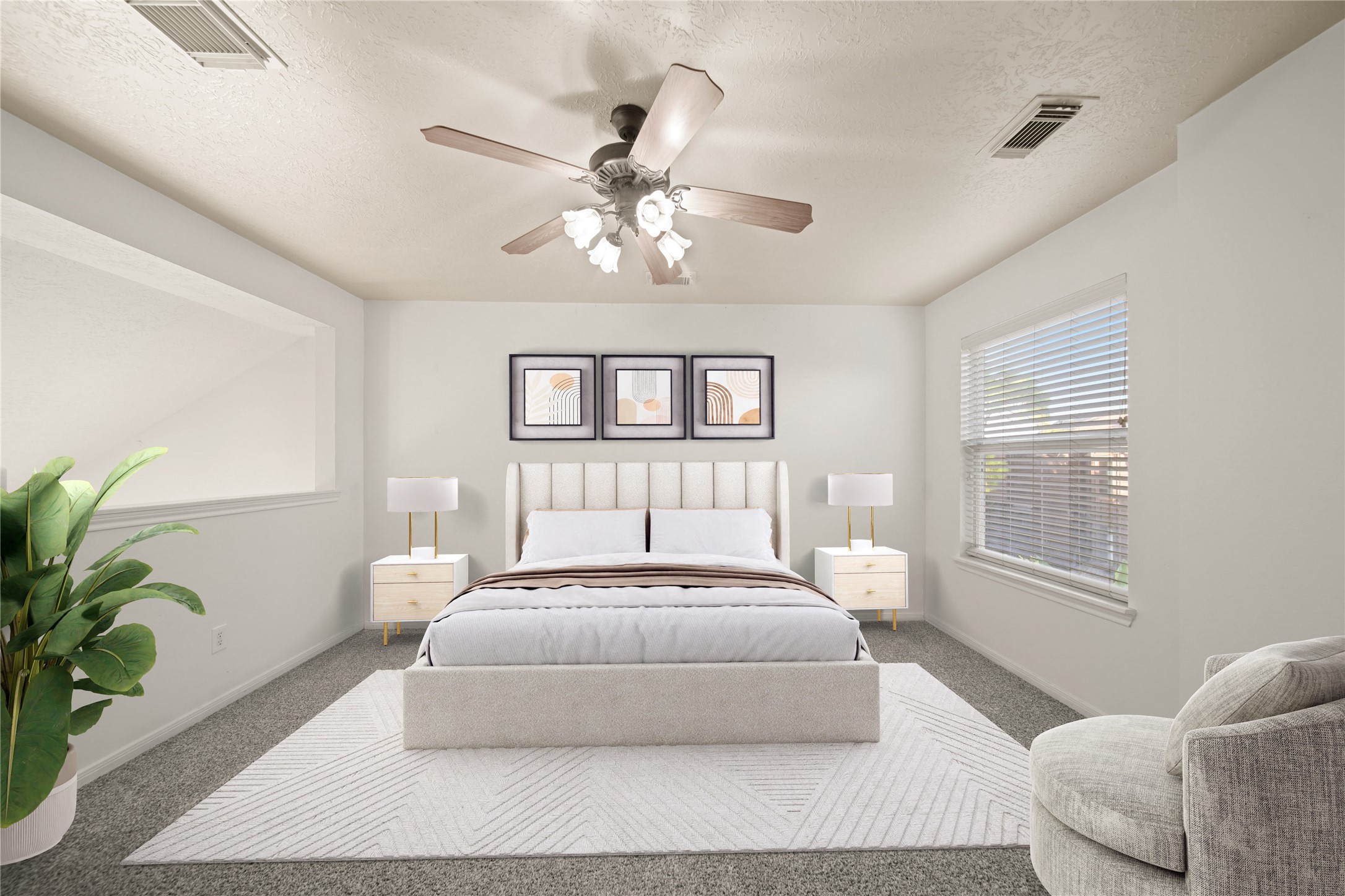 813 Davis Road League City, TX 77573 - Photo 5 of 22 a bedroom with a large bed chandelier and a window