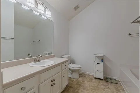 a bathroom with a bathtub