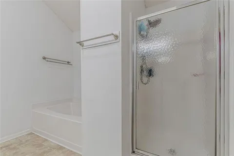 a bathroom with a bathtub