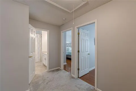 a bedroom with a bed and closet
