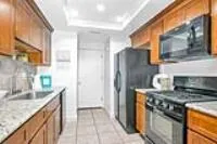 a kitchen with lots of counter top space