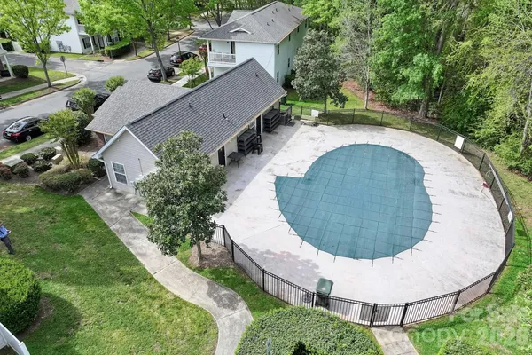 an aerial view of a house