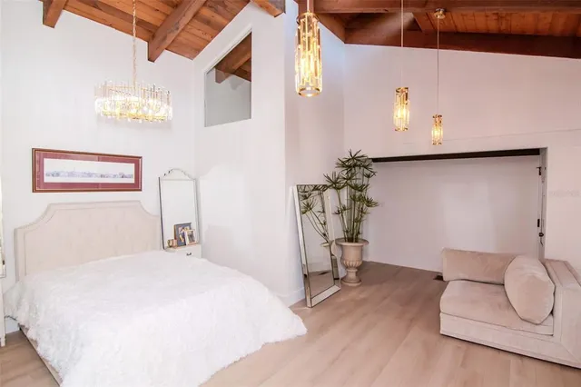 a view of a backyard with plants and a patio