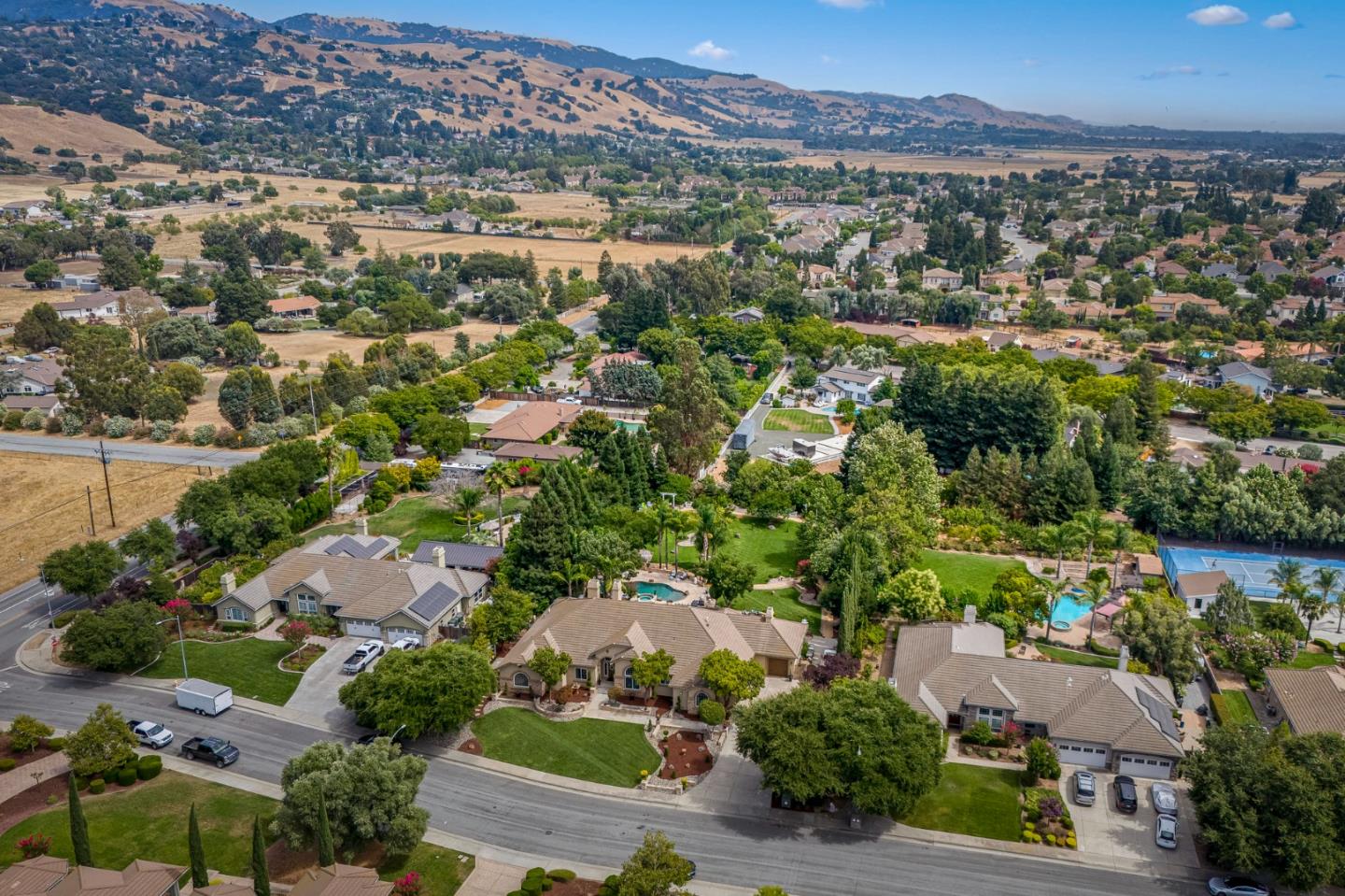 1980 Pear Drive Morgan Hill, CA 95037 - Photo 83 of 100 an aerial view of a city with lots of residential buildings