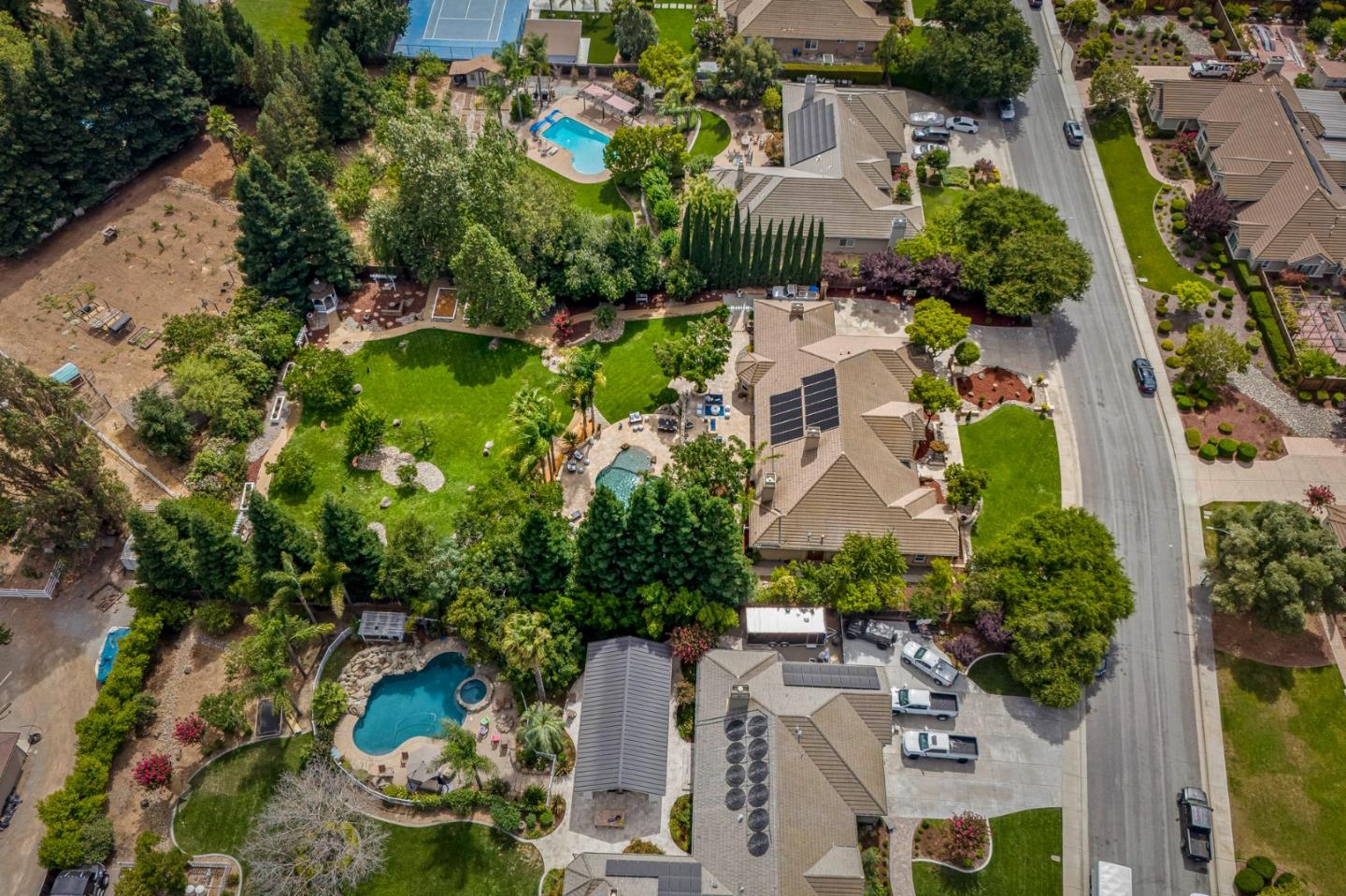 1980 Pear Drive Morgan Hill, CA 95037 - Photo 93 of 100 an aerial view of residential house with outdoor space and trees all around