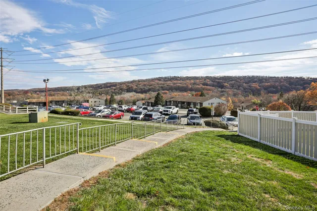 a view of a balcony with an outdoor space
