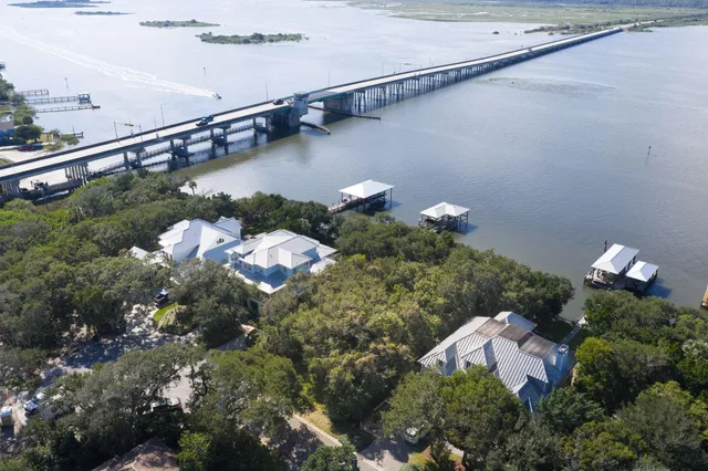 a view of a lake with a house