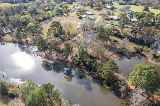 a view of a lake with a forest
