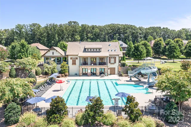 a view of a park with a slide