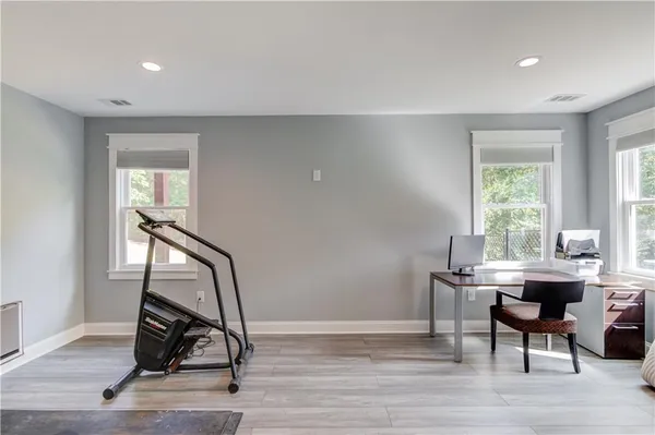 a view of a wooden door