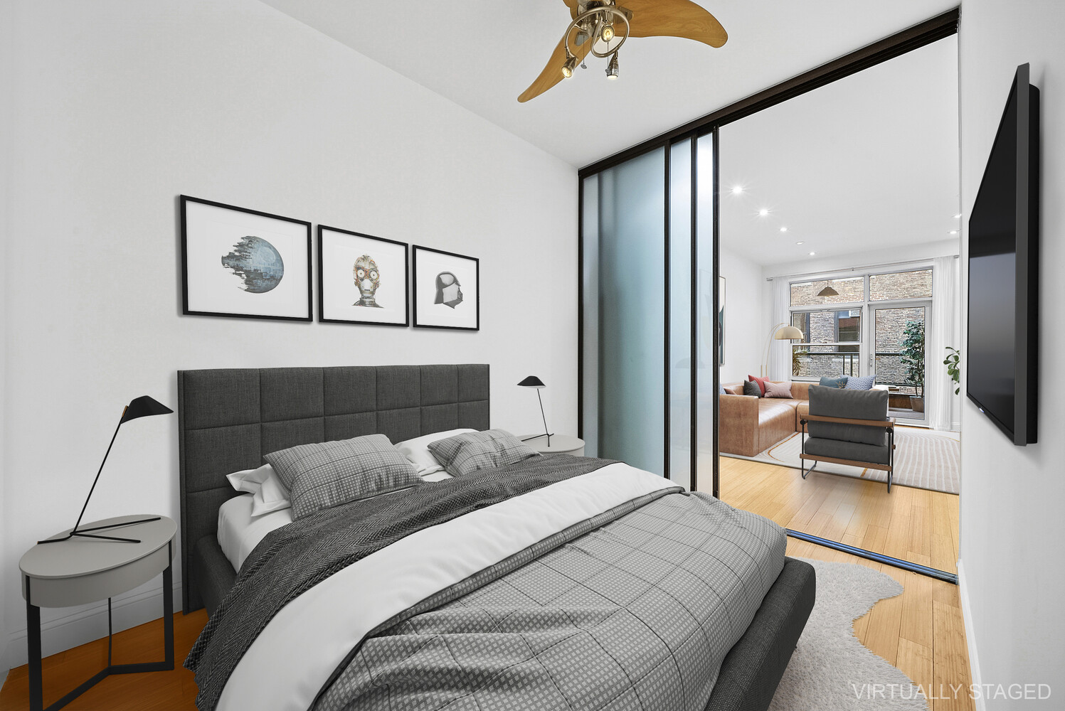 159 Madison Avenue, Unit 9B Manhattan, NY 10016 - Photo 5 of 16 a bedroom with a large bed couch and a window