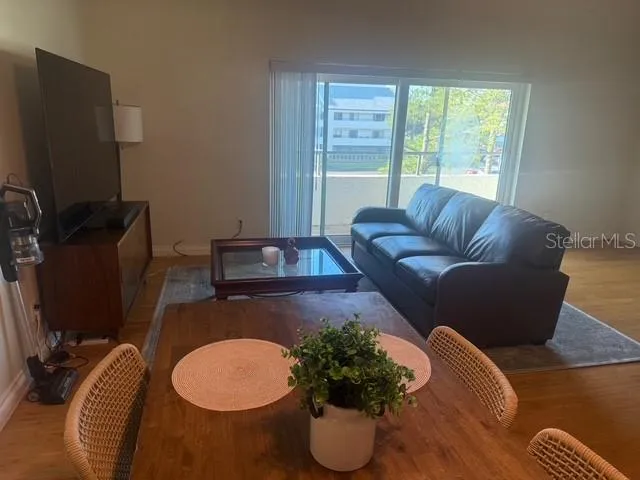 a living room with furniture flowerpot and window