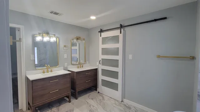 a bathroom with a shower